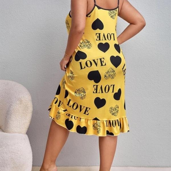 Mustard Yellow Heart Print - Abercrombie Wide Strap Mini Dress