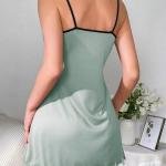 Sage Green Coffee Print Sleeveless Pearl Strap Mini Dress