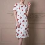 White Heart Print Soft Cotton Short Nighty