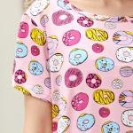 Pink Donut Print Cotton Sleeveless Short Nighty for Women