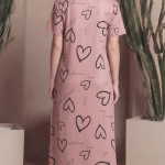 Blush Pink Heart & Script Print Women Short Nighty
