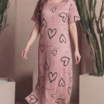 Blush Pink Heart & Script Print Women Short Nighty
