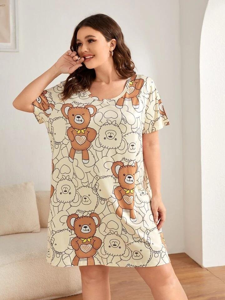 Sweet Teddy Bear Dreams Short Nighty Dress