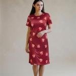 Red Heart Print Short Nighty Dress for Women