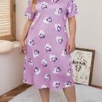 Women’s Lavender Heart Print Short Short Nighty