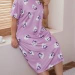 Women’s Lavender Heart Print Short Short Nighty