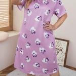Women’s Lavender Heart Print Short Short Nighty