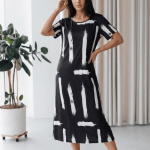 Midnight Brushstroke Cotton Long Nighty