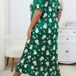 Green Bunny Print Long Nighty with Robe