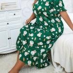 Green Bunny Print Long Nighty with Robe