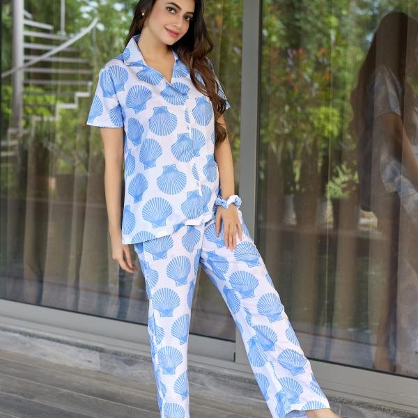 Ocean Breeze Blue Ladies Thermal Pyjamas