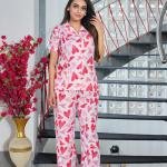 Blush Love Heart Printed Cotton Pajama And Robe Set