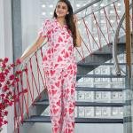 Blush Love Heart Printed Cotton Pajama And Robe Set