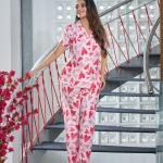Blush Love Heart Printed Cotton Pajama And Robe Set