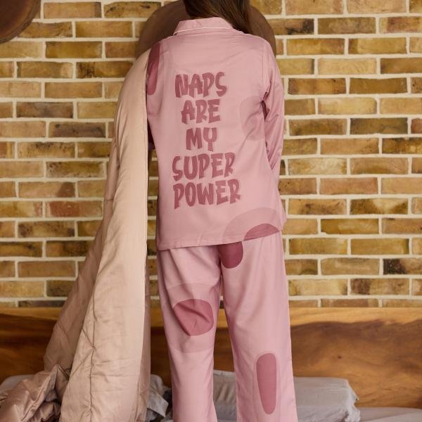 Rose Blush Abstract Printed Pajama Set With Robe