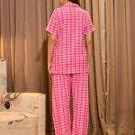 Rose Check Pink Pajama Set Womens