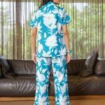 Ocean Bloom Teal Blue Thermal Pyjamas Womens