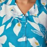 Ocean Bloom Teal Blue Thermal Pyjamas Womens