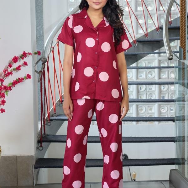 Berry Bliss Polka Dot Linen Pajamas Women