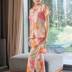 Peach Bloom Abstract Lounging Pyjamas