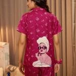Wine Charm Printed Cotton Pj Set Shorts