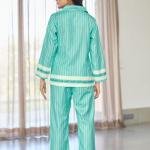 Lazy Club Mint Green Striped Organic Cotton Pajama