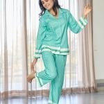 Lazy Club Mint Green Striped Organic Cotton Pajama