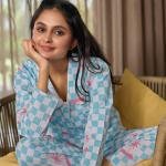 Lazy Club Sky Blue White Checkered Floral Pyjama Set