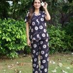 Lazy Club Black Sunflower Print Cotton Pj Short Set