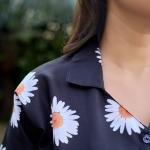 Lazy Club Black Sunflower Print Cotton Pj Short Set