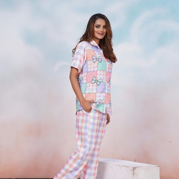 Pastel Patchwork Sherpa Fleece Pajamas