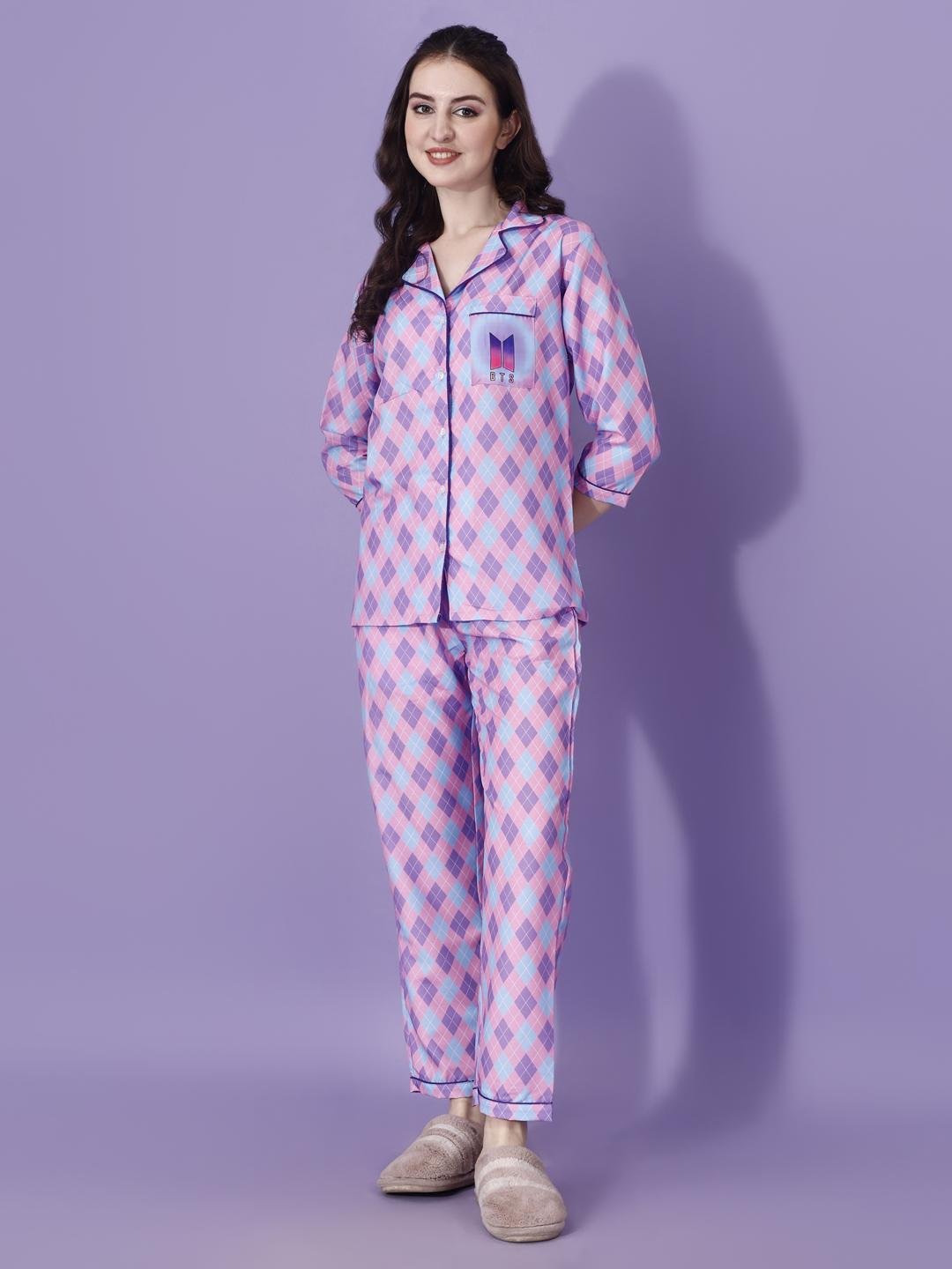 Pink and Purple Woolen Pyjama Set