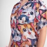 Pyjamas Womens Shorts Set with Button Down Shirt