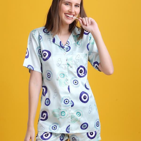 Mint Green Womens Shortie Pajamas Set