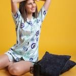 Mint Green Womens Shortie Pajamas Set