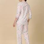 Shirt Style Top with Full Length Satin Pyjama Set