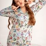 Collar Top with Full Sleeves Women Pyjama Set