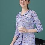 Sweet Dreams Graphic Print Cotton Pyjama Set for Ladies