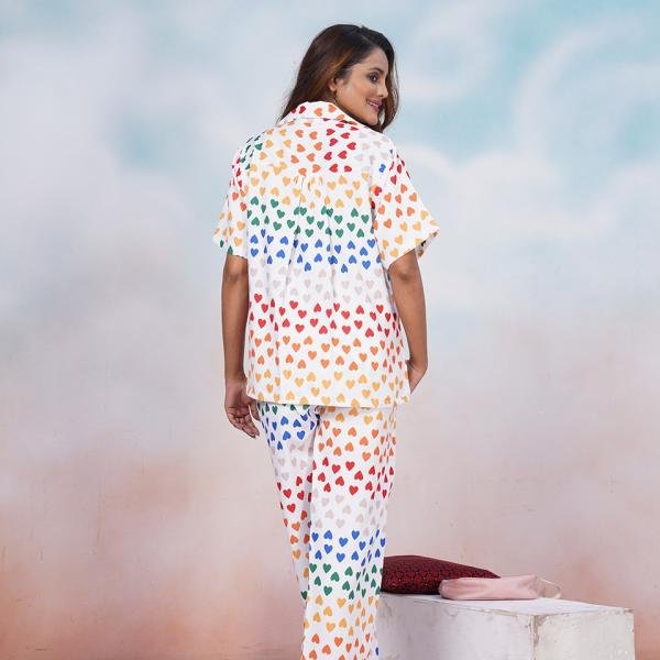 White Multicolor Red Polka Dot Pajamas