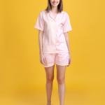 Blush Pink Womens Shorty Pajamas Cotton Set