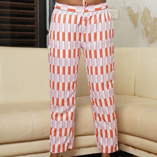 Peach Blush Checkered Cashmere Pajama Set