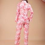 Pink Coral Floral Animal Print Silk Pajamas