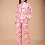 Pink Coral Floral Animal Print Silk Pajamas