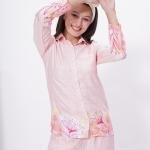 Peach Pink Floral Printed Pajama Set