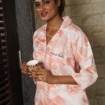 Peach Abstract Print Cotton Kurta Pajama For Ladies