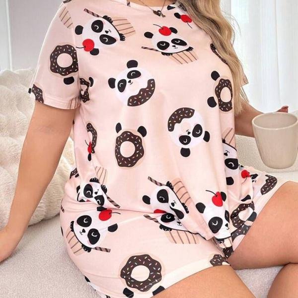 Cute Cartoon Print Shorts Nightwear for Women