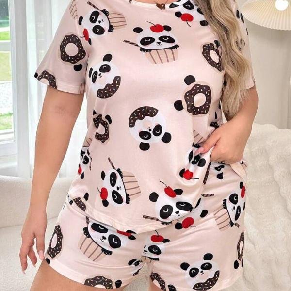 Cute Cartoon Print Shorts Nightwear for Women