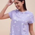 Lavender Heart Print Nightwear for Women Shorts Set