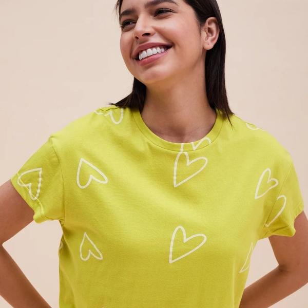 Lime Green Heart Print Ladies Shorts Nightwear