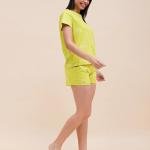 Lime Green Heart Print Ladies Shorts Nightwear